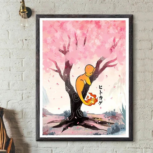 Pokemon Canvas Painting Pikachu Charmander Squirtle Bulbasaur Anime Poster Print Mural Picture Wall Art Home Decor Gifts Cuadros