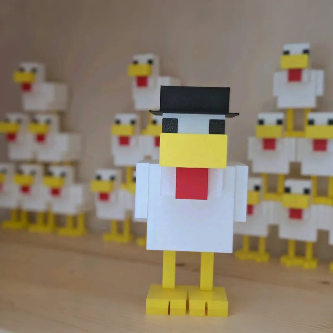 Statue YourLab “Pixel Chicken” – Sculpture Animale Pixélisée pour Déco Geek