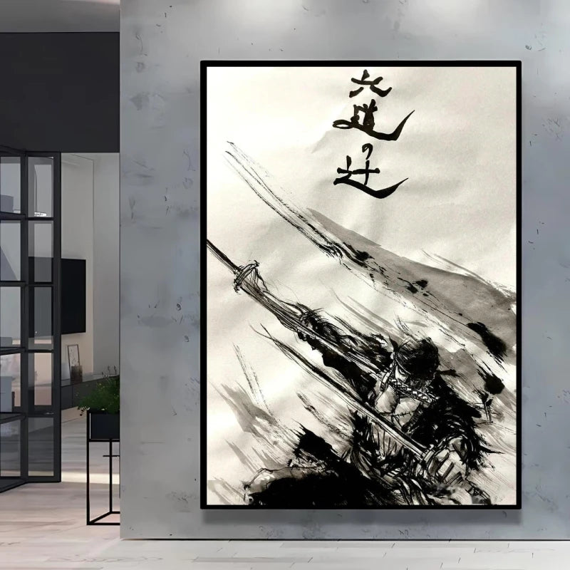 Poster “Zoro techniques” – Impression toile One Piece noir & blanc