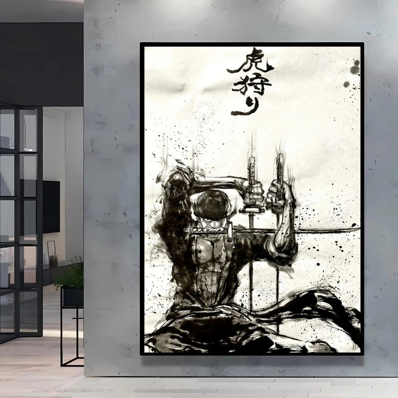 Poster “Zoro techniques” – Impression toile One Piece noir & blanc