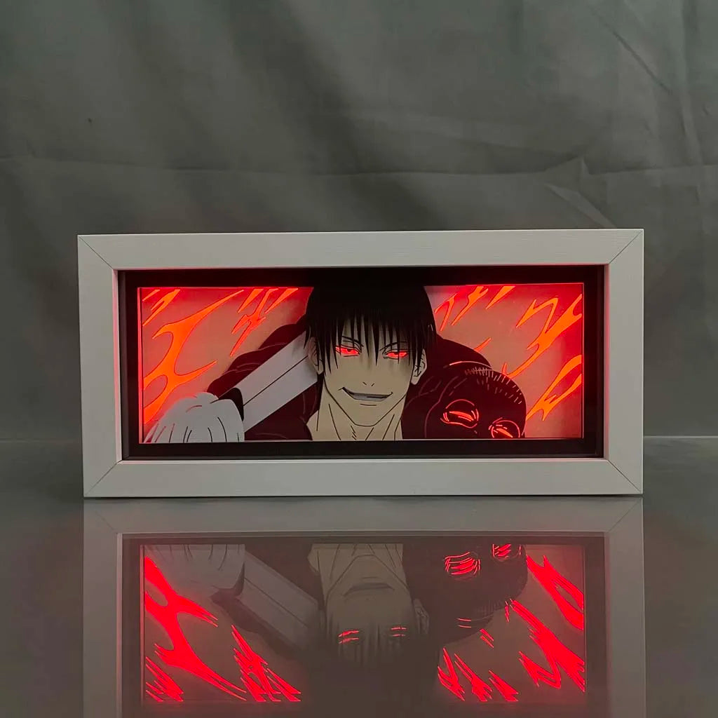 Anime Light Box Jujutsu Kaisen Toji Fushiguro Lamp for Room Decor Led Night Light Lightbox Manga 3d Paper Cut  Desk Lamp Wood