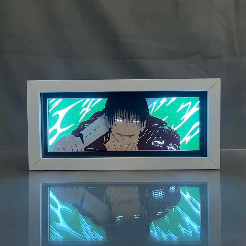 Anime Light Box Jujutsu Kaisen Toji Fushiguro Lamp for Room Decor Led Night Light Lightbox Manga 3d Paper Cut  Desk Lamp Wood