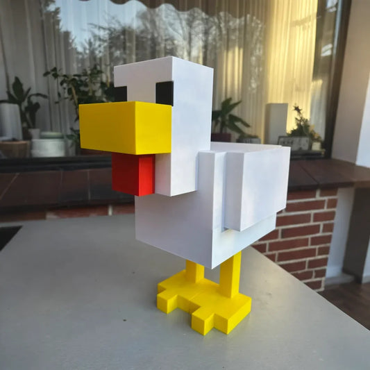 Statue YourLab “Pixel Chicken” – Sculpture Animale Pixélisée pour Déco Geek