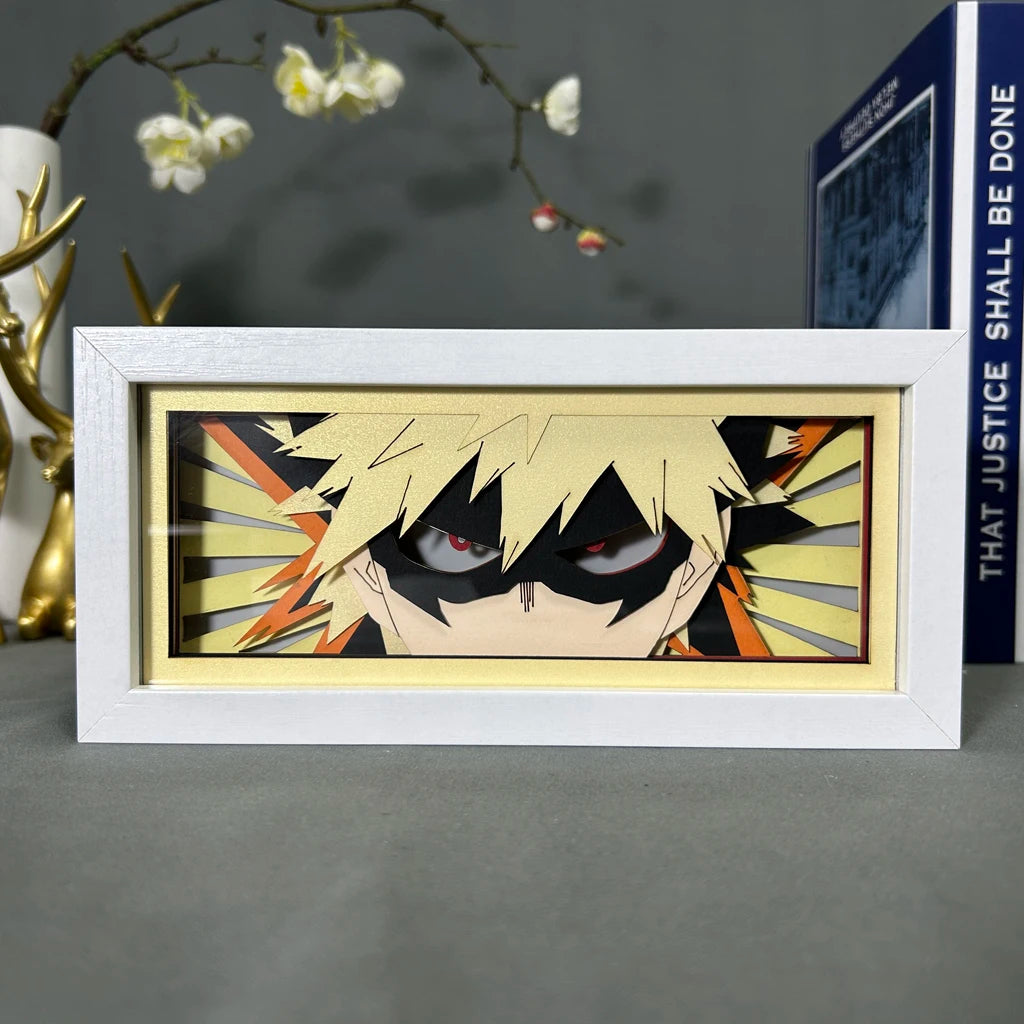 My Hero Academia Katsuki Bakugo Anime Lightbox Decor For Room Night Lamp Manga Gadget Personalized Gift Paper Cut Shadow Box