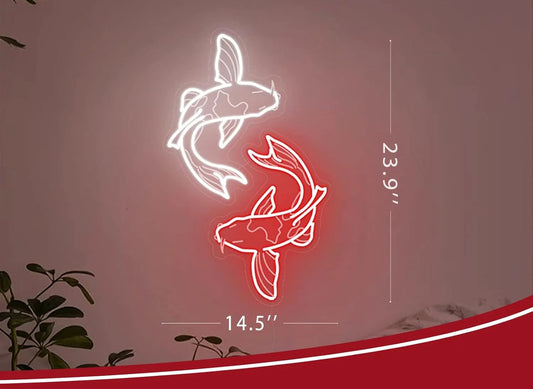 Enseigne Néon YourLab “Koi Fish” – Sculpture LED Murale Carpes Chance & Déco