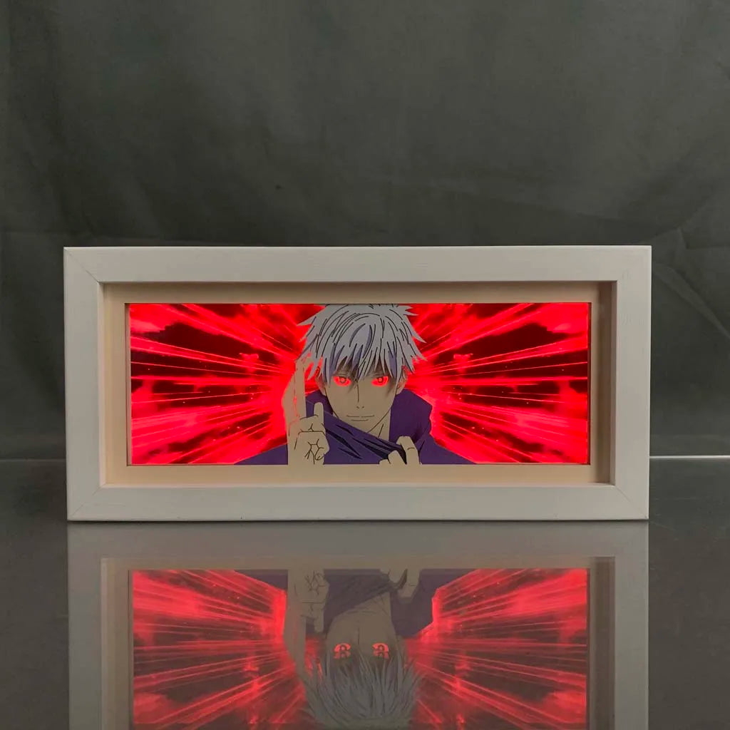 Anime LED Night Light Box Jujutsu Kaisen Satoru Gojo for Kids Room Decoration Nightlight Lightbox Manga 3d Paper Cut Desk Lamp