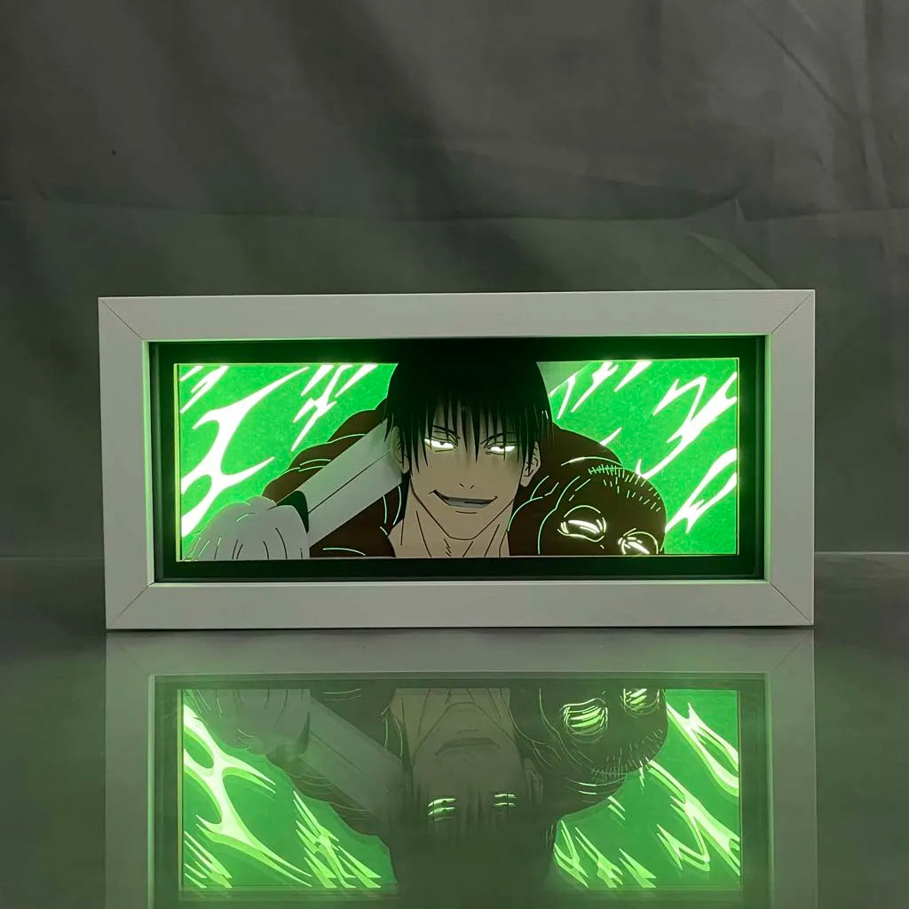 Anime Light Box Jujutsu Kaisen Toji Fushiguro Lamp for Room Decor Led Night Light Lightbox Manga 3d Paper Cut  Desk Lamp Wood