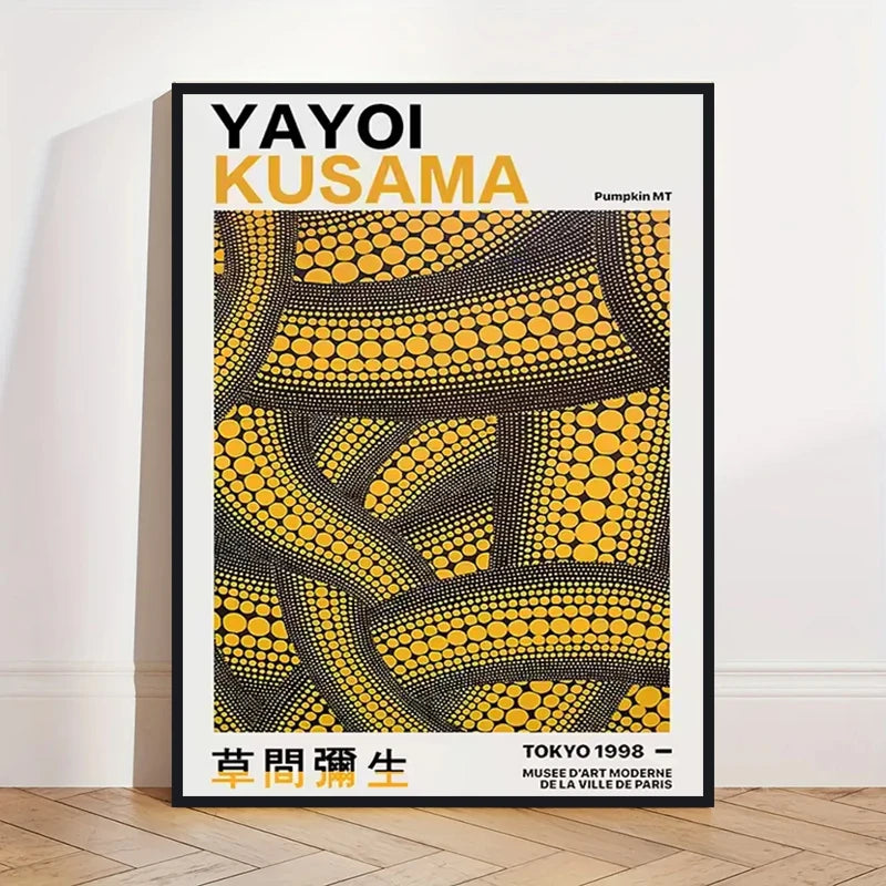 Yayoi Kusama Art Poster, Abstract Exhibition Pumpkin Flower Canvas Printed Image Art, Used for Home Wall Decoration, Frameless