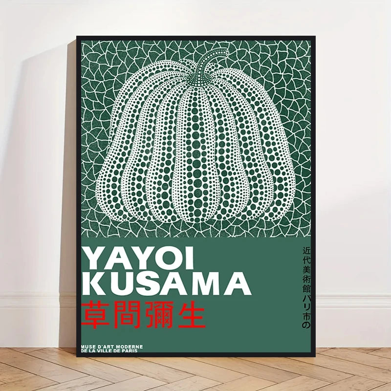 Yayoi Kusama Art Poster, Abstract Exhibition Pumpkin Flower Canvas Printed Image Art, Used for Home Wall Decoration, Frameless