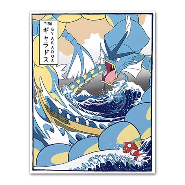 Pokemon Peripherals Posters Pikachu Rayquaza Gyarados Charizard Anime Action Figures Canvas Painting Wall Decoration Poster Toys