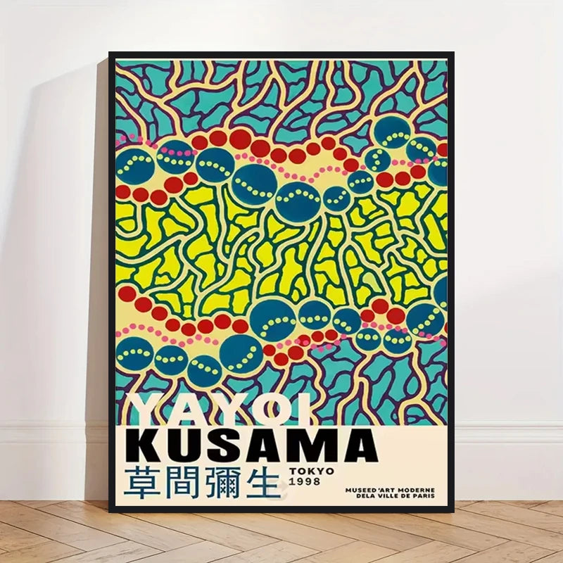 Yayoi Kusama Art Poster, Abstract Exhibition Pumpkin Flower Canvas Printed Image Art, Used for Home Wall Decoration, Frameless