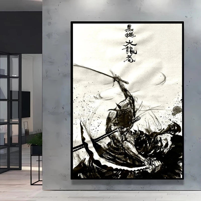 Poster “Zoro techniques” – Impression toile One Piece noir & blanc