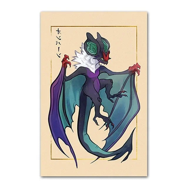 Pokemon Peripherals Posters Pikachu Rayquaza Gyarados Charizard Anime Action Figures Canvas Painting Wall Decoration Poster Toys