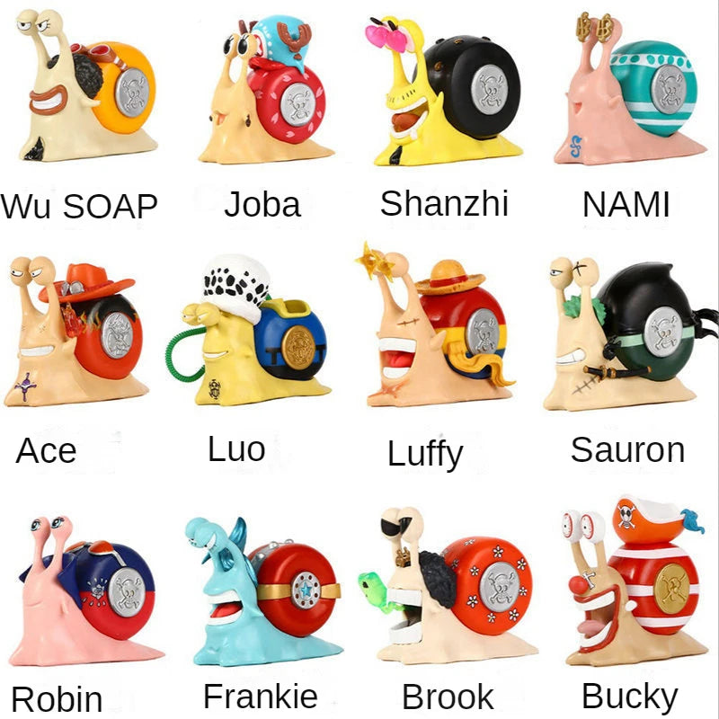 Figurine YourLab – “Den Den Mushi” Série Collector One Piece (Luffy / Ace / Zoro / Law / Buggy)