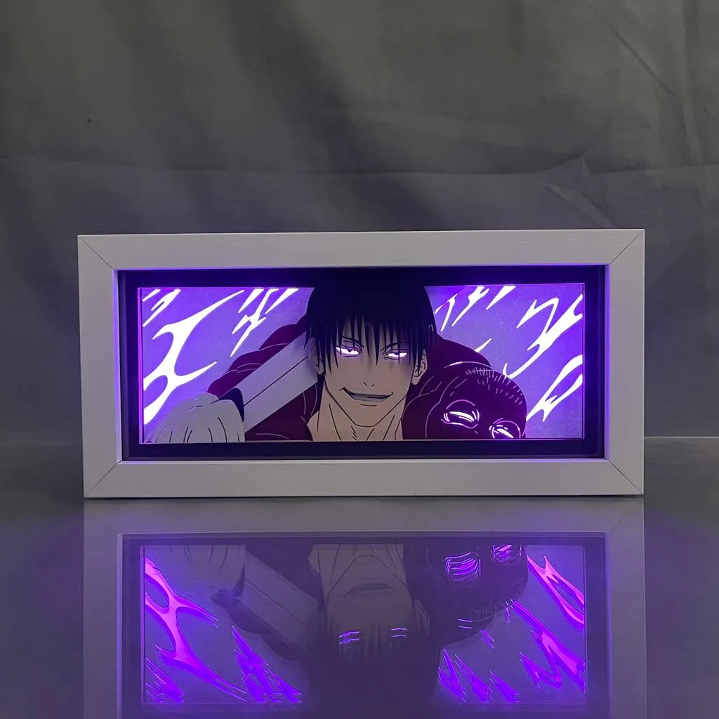 Anime Light Box Jujutsu Kaisen Toji Fushiguro Lamp for Room Decor Led Night Light Lightbox Manga 3d Paper Cut  Desk Lamp Wood