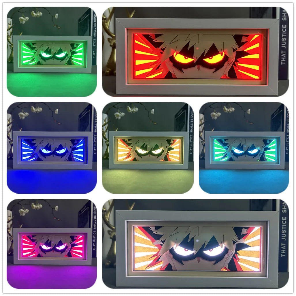 My Hero Academia Katsuki Bakugo Anime Lightbox Decor For Room Night Lamp Manga Gadget Personalized Gift Paper Cut Shadow Box