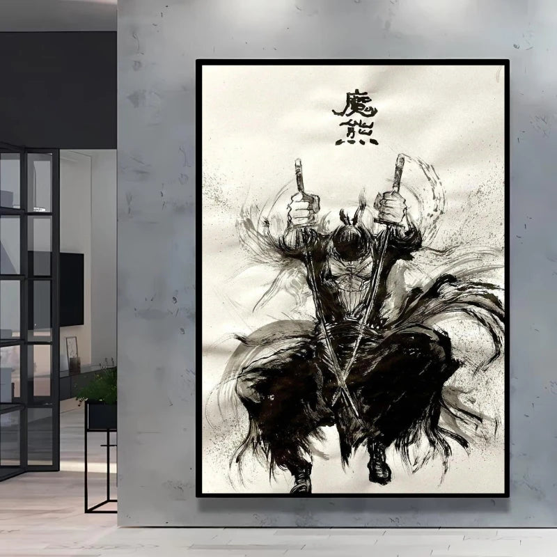 Poster “Zoro techniques” – Impression toile One Piece noir & blanc