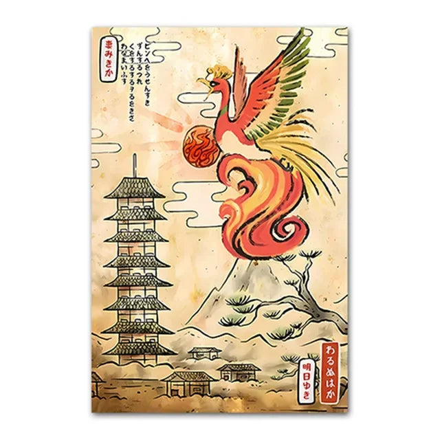 Pokemon Peripherals Posters Pikachu Rayquaza Gyarados Charizard Anime Action Figures Canvas Painting Wall Decoration Poster Toys