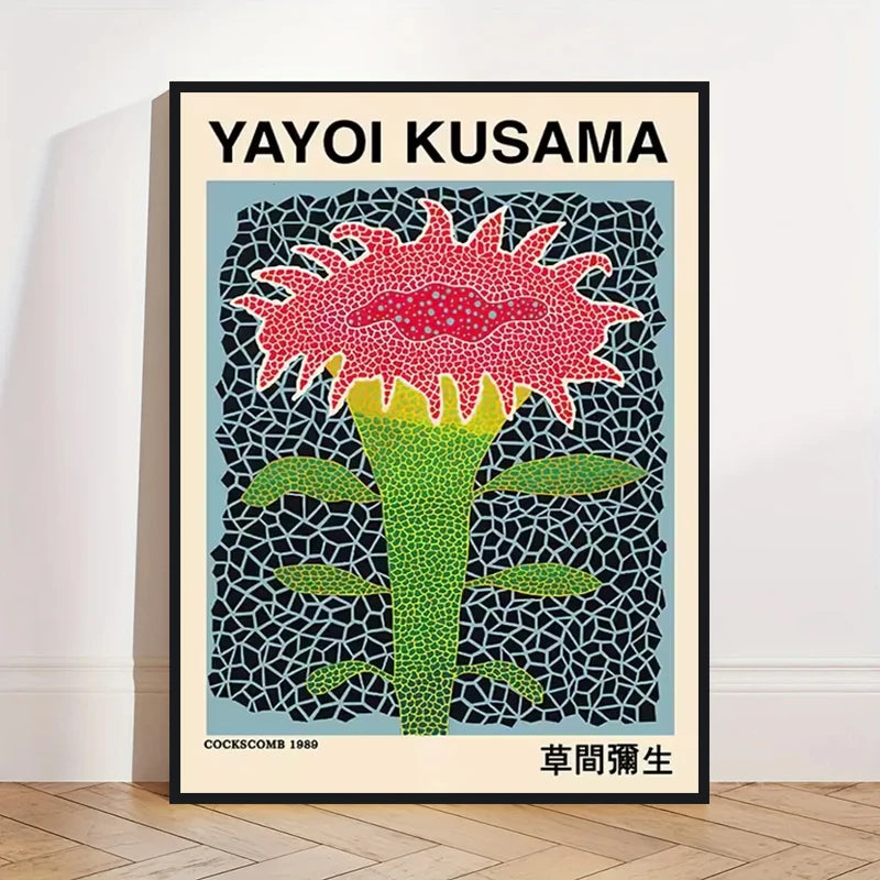 Yayoi Kusama Art Poster, Abstract Exhibition Pumpkin Flower Canvas Printed Image Art, Used for Home Wall Decoration, Frameless