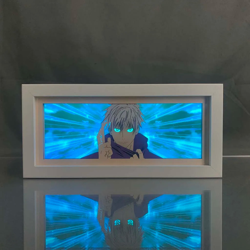 Anime LED Night Light Box Jujutsu Kaisen Satoru Gojo for Kids Room Decoration Nightlight Lightbox Manga 3d Paper Cut Desk Lamp