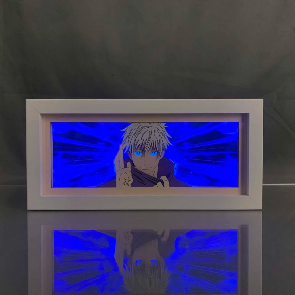 Anime LED Night Light Box Jujutsu Kaisen Satoru Gojo for Kids Room Decoration Nightlight Lightbox Manga 3d Paper Cut Desk Lamp