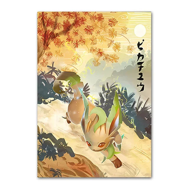 Pokemon Peripherals Posters Pikachu Rayquaza Gyarados Charizard Anime Action Figures Canvas Painting Wall Decoration Poster Toys