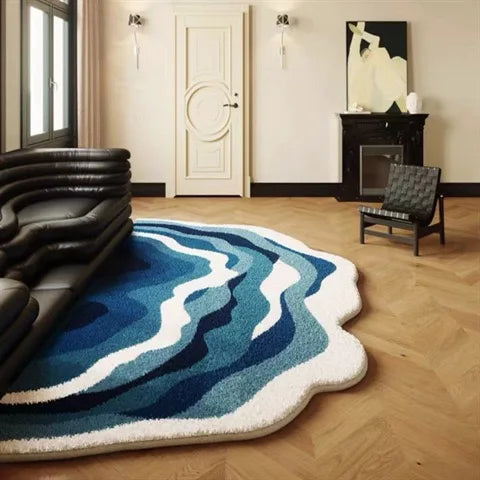 Tapis YourLab “Retro Light Luxury Wave” – Imitation Cachemire, Déco Luxe Vague