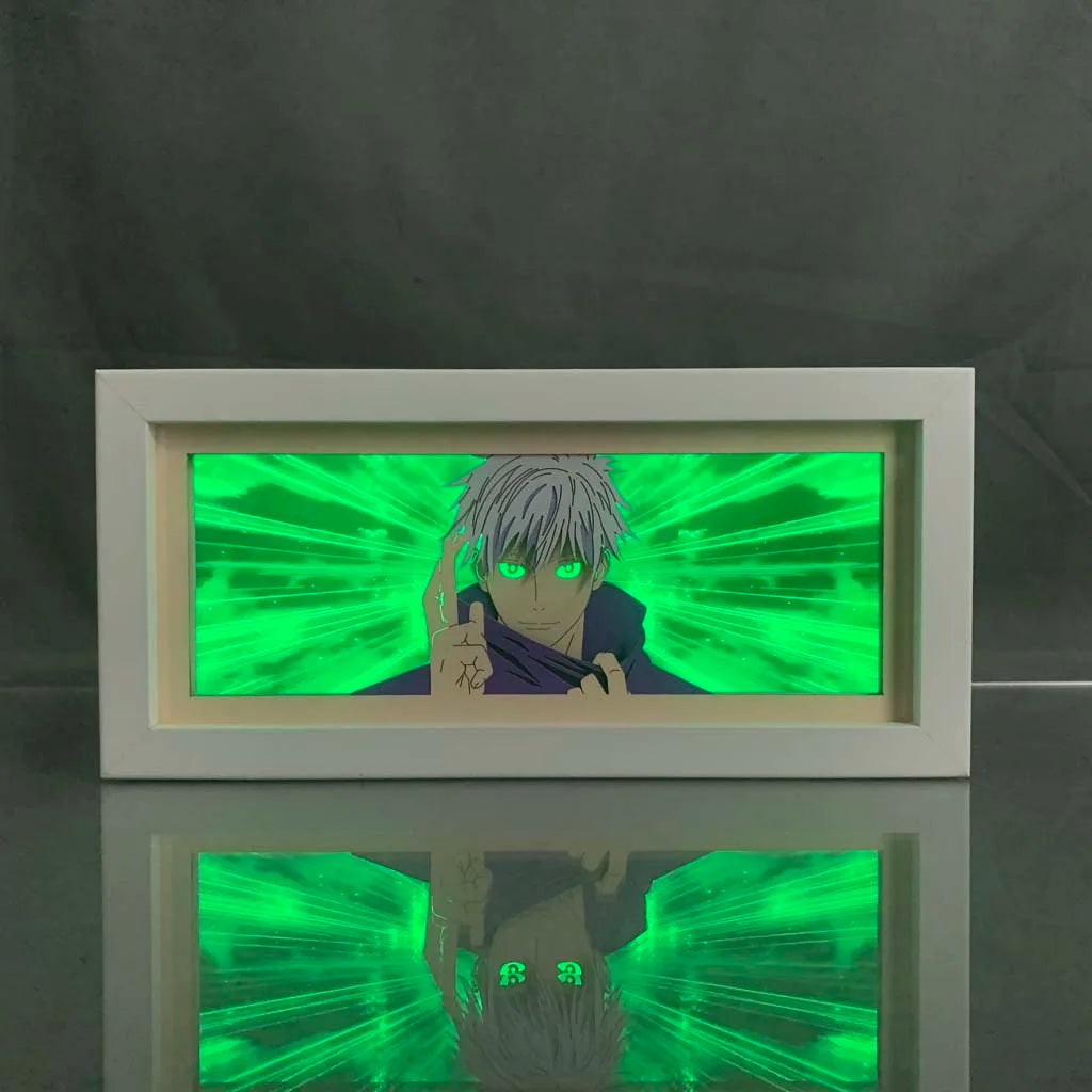Anime LED Night Light Box Jujutsu Kaisen Satoru Gojo for Kids Room Decoration Nightlight Lightbox Manga 3d Paper Cut Desk Lamp