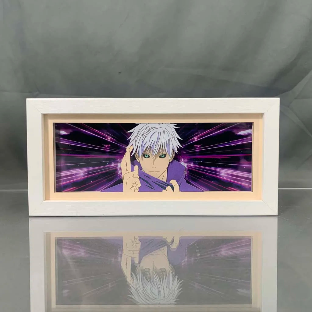 Anime LED Night Light Box Jujutsu Kaisen Satoru Gojo for Kids Room Decoration Nightlight Lightbox Manga 3d Paper Cut Desk Lamp