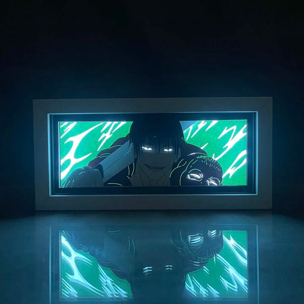 Anime Light Box Jujutsu Kaisen Toji Fushiguro Lamp for Room Decor Led Night Light Lightbox Manga 3d Paper Cut  Desk Lamp Wood