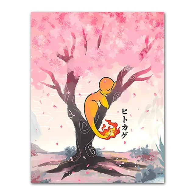 Pokemon Peripherals Posters Pikachu Rayquaza Gyarados Charizard Anime Action Figures Canvas Painting Wall Decoration Poster Toys