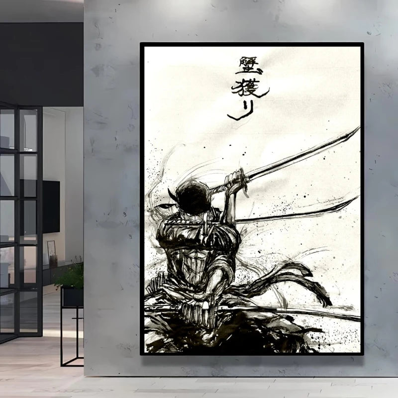 Poster “Zoro techniques” – Impression toile One Piece noir & blanc