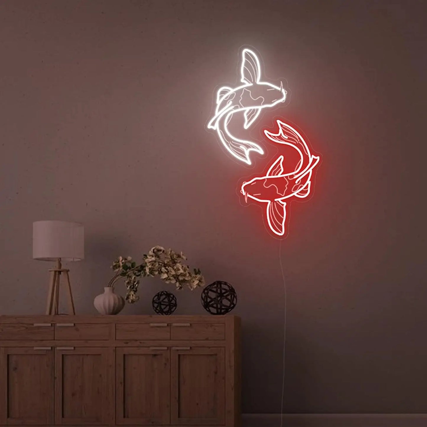 Enseigne Néon YourLab “Koi Fish” – Sculpture LED Murale Carpes Chance & Déco