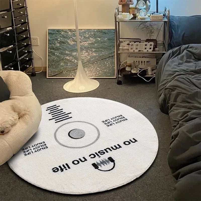 Tapis YourLab “Vinyl Record Music” – Tapis Rond Anti-Slip (Motif Vinyle & Jeu)