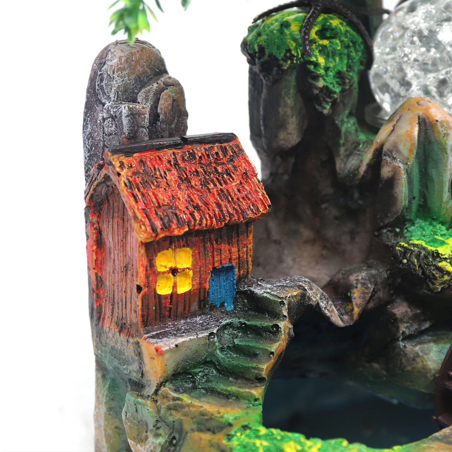 Lampe YourLab « Waterfall Rock LED » – Fontaine de Table Résine avec Boule LED & Atomiseur