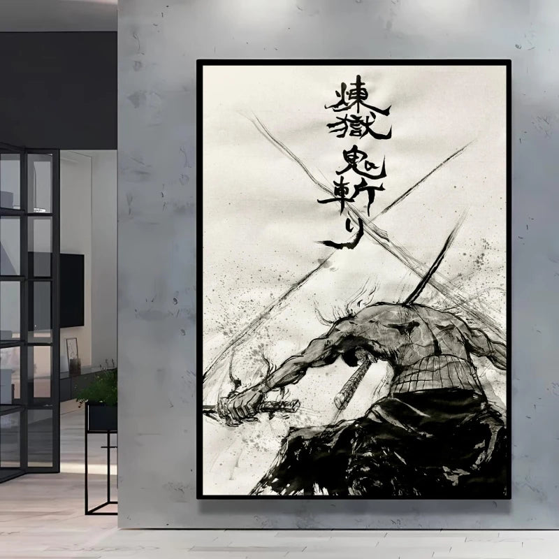 Poster “Zoro techniques” – Impression toile One Piece noir & blanc
