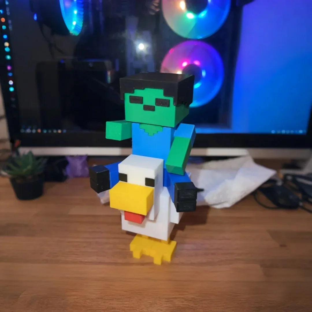 Statue YourLab “Pixel Chicken” – Sculpture Animale Pixélisée pour Déco Geek