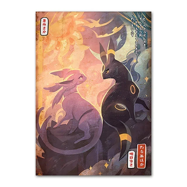 Pokemon Peripherals Posters Pikachu Rayquaza Gyarados Charizard Anime Action Figures Canvas Painting Wall Decoration Poster Toys