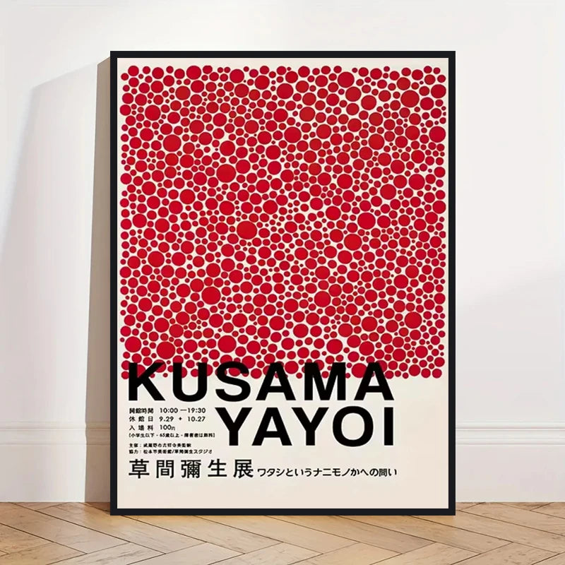 Yayoi Kusama Art Poster, Abstract Exhibition Pumpkin Flower Canvas Printed Image Art, Used for Home Wall Decoration, Frameless