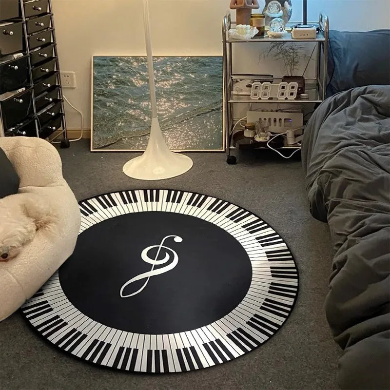 Tapis YourLab “Vinyl Record Music” – Tapis Rond Anti-Slip (Motif Vinyle & Jeu)