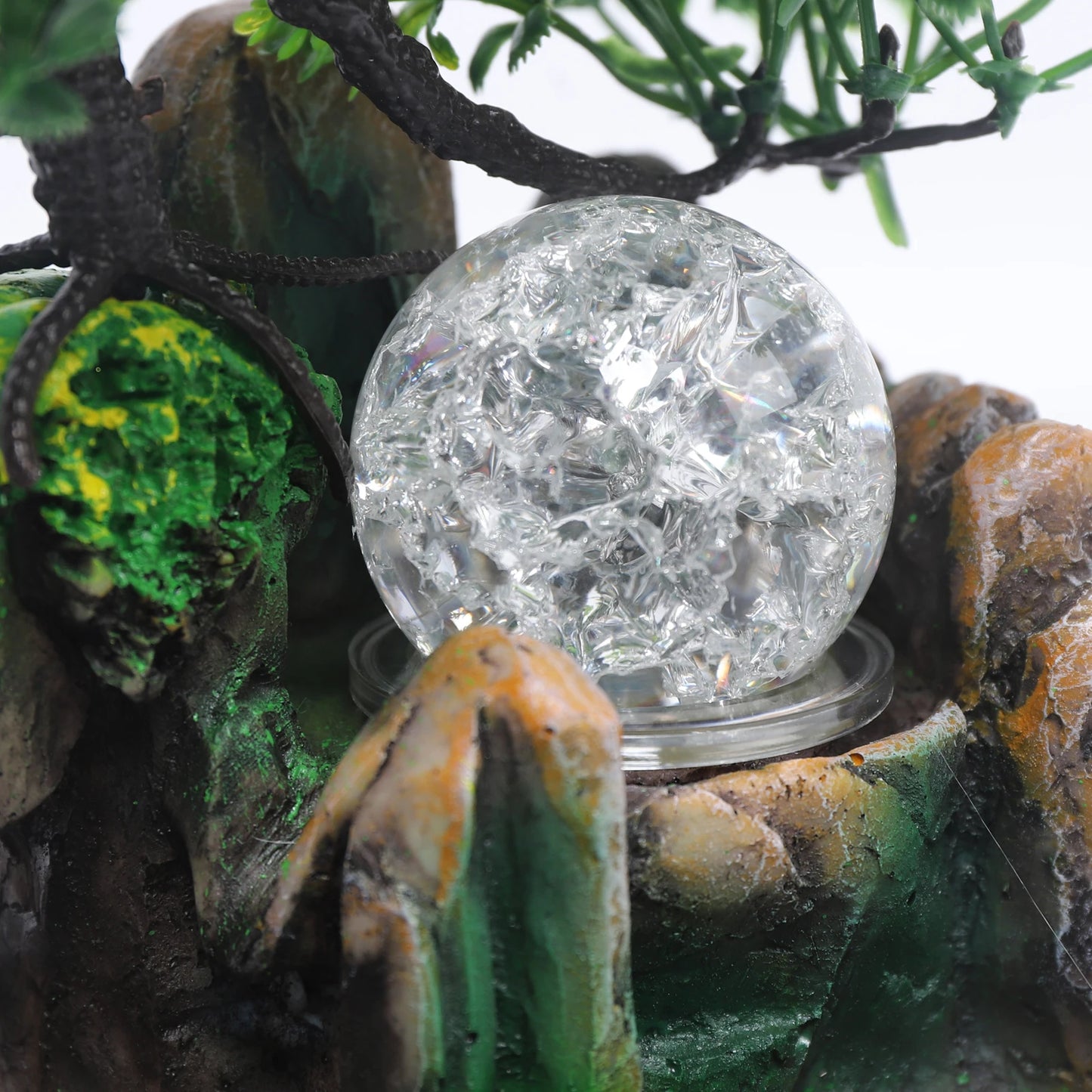 Lampe YourLab « Waterfall Rock LED » – Fontaine de Table Résine avec Boule LED & Atomiseur