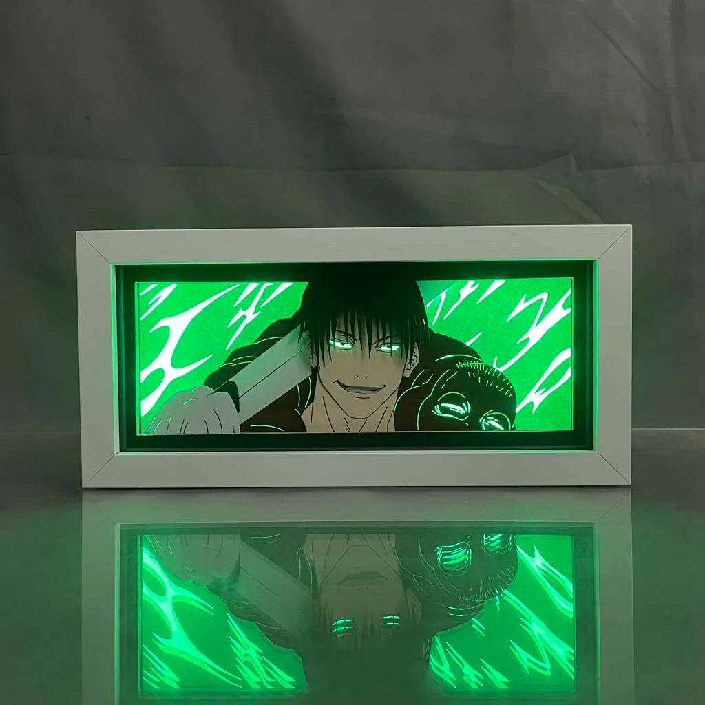 Anime Light Box Jujutsu Kaisen Toji Fushiguro Lamp for Room Decor Led Night Light Lightbox Manga 3d Paper Cut  Desk Lamp Wood