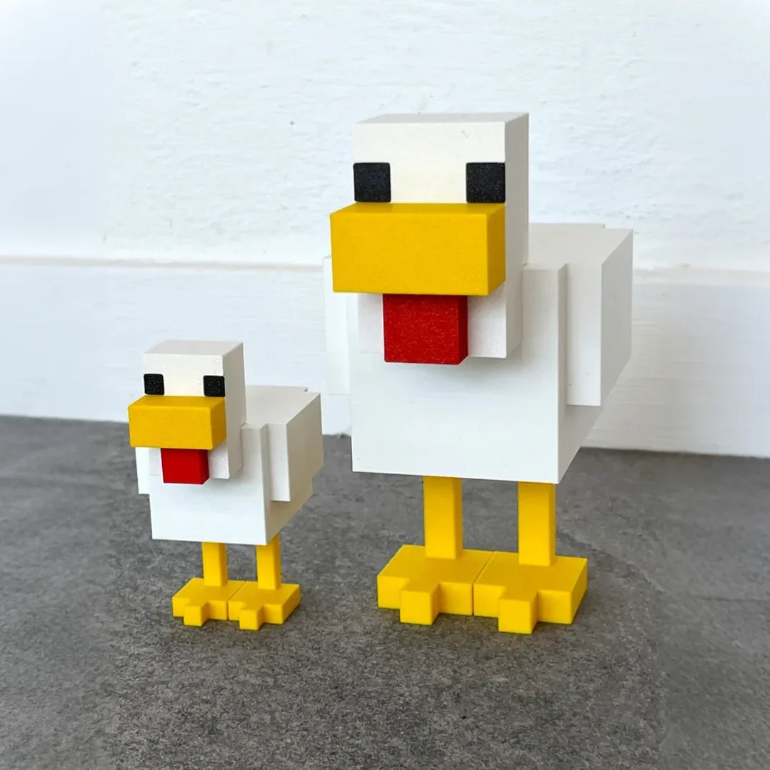 Statue YourLab “Pixel Chicken” – Sculpture Animale Pixélisée pour Déco Geek