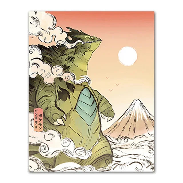 Pokemon Peripherals Posters Pikachu Rayquaza Gyarados Charizard Anime Action Figures Canvas Painting Wall Decoration Poster Toys