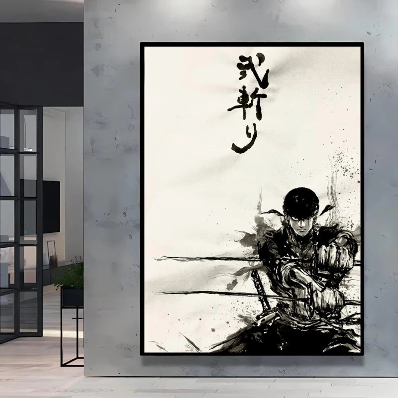 Poster “Zoro techniques” – Impression toile One Piece noir & blanc