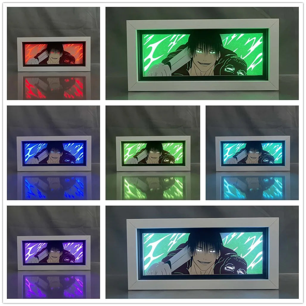 Anime Light Box Jujutsu Kaisen Toji Fushiguro Lamp for Room Decor Led Night Light Lightbox Manga 3d Paper Cut  Desk Lamp Wood