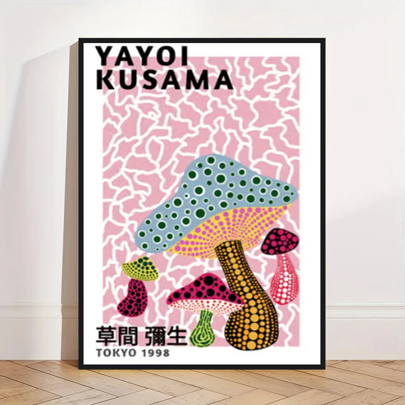 Yayoi Kusama Art Poster, Abstract Exhibition Pumpkin Flower Canvas Printed Image Art, Used for Home Wall Decoration, Frameless
