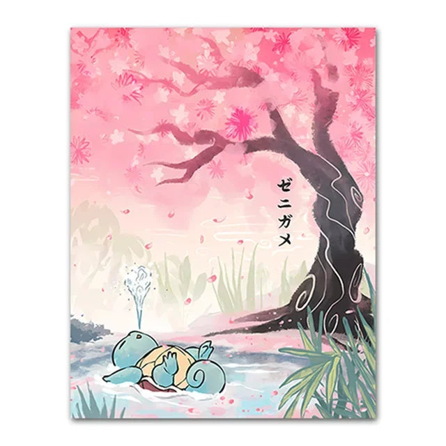 Pokemon Peripherals Posters Pikachu Rayquaza Gyarados Charizard Anime Action Figures Canvas Painting Wall Decoration Poster Toys