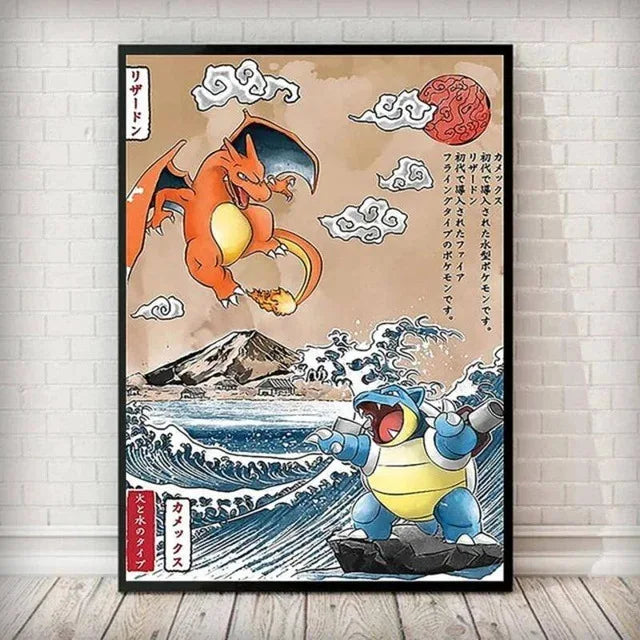 Pokemon Canvas Painting Pikachu Charmander Squirtle Bulbasaur Anime Poster Print Mural Picture Wall Art Home Decor Gifts Cuadros
