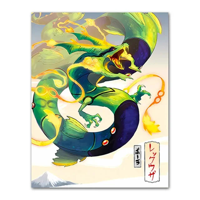 Pokemon Peripherals Posters Pikachu Rayquaza Gyarados Charizard Anime Action Figures Canvas Painting Wall Decoration Poster Toys